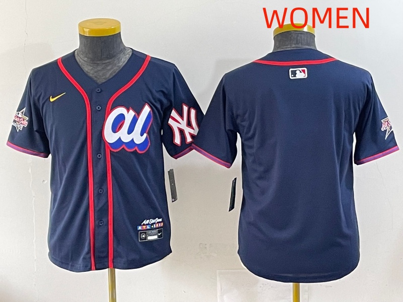 Women 2025 New York Yankees Blank Drak Blue All star Blank Blue Nike MLB Jersey style 5->women mlb jersey->Women Jersey